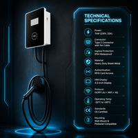Chargeurs de voitures électriques 7 kW 32 ampères, borne de recharge murale EVSE niveau 2 7 kW, IEC 62196-2 SAE J1772, station de recharge pour véhicules électriques