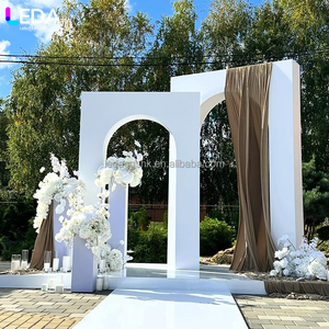 ชุดฉากหลังอะคริลิคสีขาวทรงสี่เหลี่ยมโค้งสำหรับงานแต่งงาน LEDA Modern Professional Classic Party Event Supplies - Product Image 3