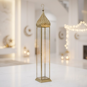 Lanterne à bougie marocaine haute et étroite en forme de minaret pour la maison et les événements, décorations du Ramadan - Product Image 6