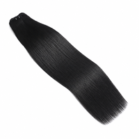 Extensions de cheveux humains tissées à la machine, lisses, double épaisseur, pour perruques, pointes pleines, vente en gros d'usine