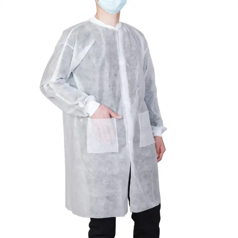 Non Woven Labcoat Pp Medical Disposable White Lab Coat