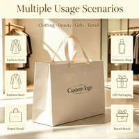 Sacs shopping en papier mat imperméable avec logo doré en feuille d'or et poignée en ruban – Sacs cadeaux haut de gamme pour vêtements et cosmétiques (vente au détail)