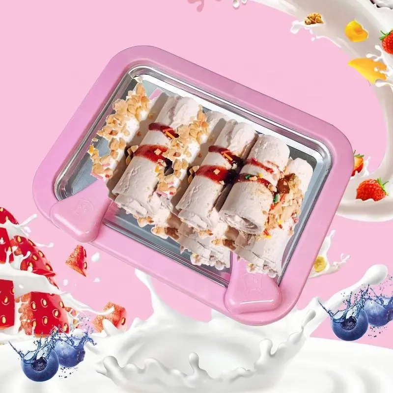 Mini-Eismaschine Gebratene Eismaschine Gebratene Joghurt maschine Pfanne Home Rühren Joghurt maschine 2 Gebratene Eis schaufel für Kinder