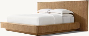 Amerikaans Klassiek Eenvoudig Kingsize <span class=keywords><strong>Bed</strong></span> Slaapkamermeubilair Slaapkamer Eiken Handgemaakte Villa Hotel Kan Worden Aangepast Mulholland Paneelbed