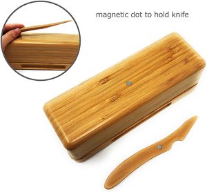 OFFERTA SPECIALE Portaburro in Bambù con Coperchio e Coltello, Contenitore Magnetico per Burro, Piedini Estesi per Evitare Macchie sul Tavolo - Product Image 6