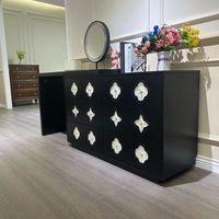 Ensemble de meubles de chambre à coucher en bois noir rétro américain, commode à six tiroirs de style nordique minimaliste moderne