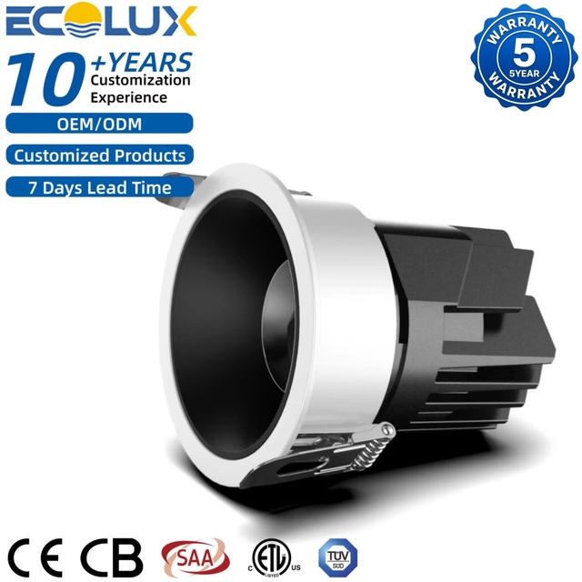 12W CE ETL SAA Anti-Glare Adjustable Cob Downlight Aluminum 3CCT Dimmable UGR19 LED Spot Light Hotel Project Recessed Spot Light