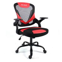 Chaise de bureau ergonomique à dossier haut, style racing noir et rouge, en maille respirante, accoudoirs rabattables, hauteur réglable pour salle de jeux