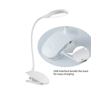 Hotel Draadloze Oplaadbare Usb Plug Poort Opladen Goedkope Plastic Kids Batterij Led Bureaulamp Met Clip