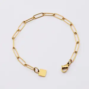 2023 Hot Women Fashion Jewelry braccialetti con graffetta in acciaio inossidabile lucido fai da te braccialetti a catena con graffetta placcati in oro PVD