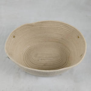 Panier tissé avec poignée en <span class=keywords><strong>cuir</strong></span>, corde de coton de forme ovale, pas cher, vente en gros, - Product Image 3