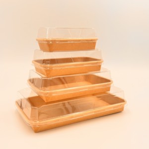 Phân hủy sinh học tái chế cấp thực phẩm đưa ra giấy kraft Sushi container gói thực phẩm hộp giấy - Product Image 2