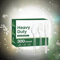 Couverts en plastique PP jetables blancs produits en usine pour les fêtes-comprend une cuillère et une fourchette