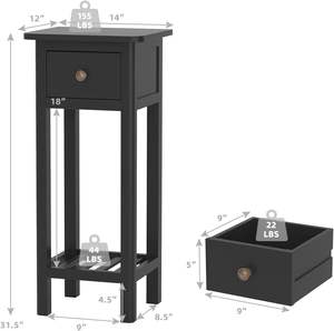 <strong>Narrow</strong> <strong>Tall</strong> End <strong>Table</strong> <strong>Bedside</strong> <strong>Table</strong> with Drawer and Modern Wooden Furniture Nightstand with Open Shelf for Home - Product Image 2