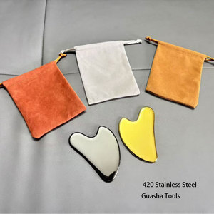 Outil <span class=keywords><strong>Gua</strong></span> <span class=keywords><strong>Sha</strong></span> en acier inoxydable 420, logo gravé au laser, cœur noir et or, pour le lifting du visage et les soins de la peau - Product Image 6