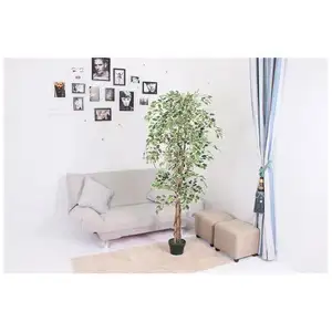 Комбинированный искусственный цветок Oem/Odm Banyan, бестселлер, экологически чистый для украшения с вазой, зеленое настенное искусственное дерево в горшках