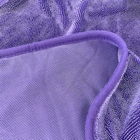 Serviette de séchage en microfibre torsadée de qualité supérieure 40x60cm 600GSM violette pour lavage de voiture, sans peluches, super absorbante, sans rayures