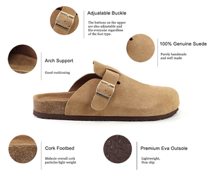 Zuecos de corcho de cuero genuino suave antideslizante con plataforma de hebilla ajustable personalizada zapatillas de mujer JNP <span class=keywords><strong>Birken</strong></span> - Product Image 2