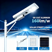 Lampadaire solaire intégré en aluminium moulé sous pression 30W avec détecteur de mouvement, étanche IP65, lampe LED pour extérieur, campus, routes et parkings