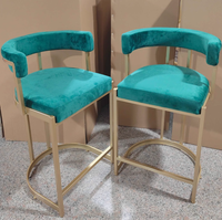 Tabourets de bar modernes en velours à comptoir haut Chaise Café Restaurant Loisirs Métal Coussin rembourré Accoudoir Café Mobilier de bar