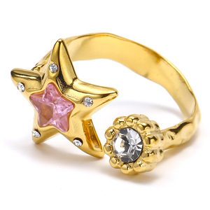 Joyería de comercio exterior transfronterizo Europa y los Estados Unidos personalidad estilo retro inserción circón pentagrama anillo <span class=keywords><strong>tit</strong></span> femenino - Product Image 4