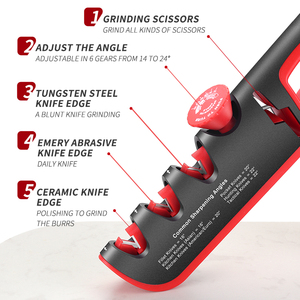 Phụ Kiện Nhà Bếp 4 trong 1-Dao Thiết kế tiện dụng và mài cắt kéo với nút góc có thể điều chỉnh và đế chống trượt - Product Image 5