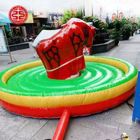 Simulateur de taureau mécanique rouge gonflable électrique pour parcs d'attractions commerciaux, équipement de divertissement pour adultes à vendre