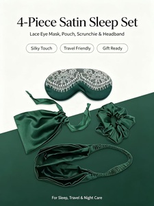 Satin-Spitzen-Augenmaske Scrunchies 4-teiliges Geschenkset Modische Schlafmaske Haarband Ganzjährig Nutzbar Niedlicher Stil Schlafhilfe für Mädchen - Product Image 4
