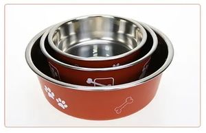 Toptan kaymaz renk paslanmaz çelik köpek kase/hayvan mama kabı/kedi kase kauçuk taban paslanmaz çelik Pet gıda yay - Product Image 5