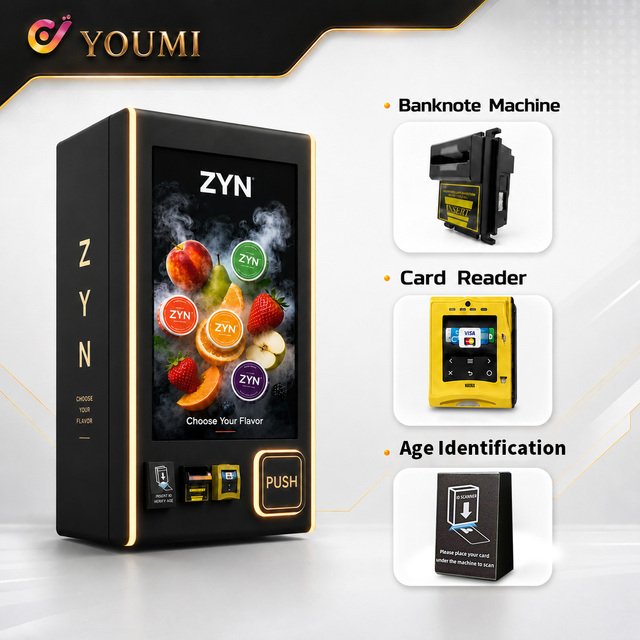 Open API & SDK Multi Payment 32" Touchscreen Nicotine Pouches Vending Machine ZYN SNUS Dispenser With ID Scanner & Cloud Control