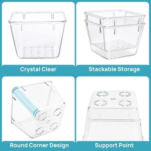 Boîtes de rangement transparentes en plastique PS pour la chambre à coucher, mini tiroirs pour le maquillage, bacs de rangement pour la cuisine, la salle de bain, 5 tailles - Product Image 4