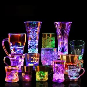 Various Style Colorful Glowing LED Light up Beer Wine Glass Flashing Led Cup For Wedding Birthday Bars Halloween