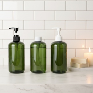Bouteille en plastique PET transparente ambre verte personnalisée de 100 ml, 150 ml, 200 ml, 300 ml, 500 ml pour huile capillaire, lotion, shampoing, avec pompe et impression sérigraphiée - Product Image 1