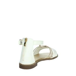 Sandali Patrizia Pepe da ragazza, bianchi e oro, con cinturino alla caviglia, scarpe estive piatte. - Product Image 3