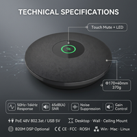 Microphone de conférence en cascade PoE, 6 micros, prise en charge à 360 degrés, câble USB Type-C de 3 mètres, vente en gros pour la visioconférence