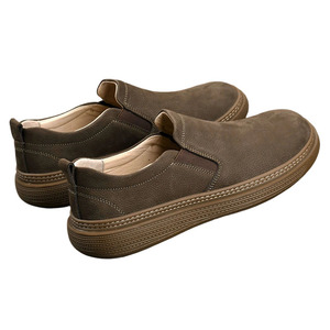 <b>Men</b> Genuine Cow Leather Solid Round Toe Slip-On Casual <b>Shoes</b> 4Cm <b>Heel</b> Comfort Walking Style - Product Image 4