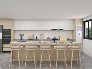 Armoire de cuisine moderne en HDF avec porte laquée et caractéristiques imperméables en granit, structure en panneau mélaminé pour un usage en appartement - Product Image 5