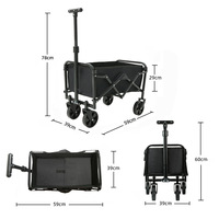 Chariot à grande roue en acier inoxydable à quatre roues avec poignée réglable, grande capacité, pliable, portable, robuste, pour le shopping, OEM