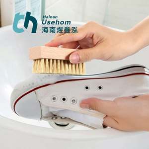 Venta caliente de madera pequeña zapatilla cuadrada cepillo con PP haya, blanco amarillo - Product Image 6