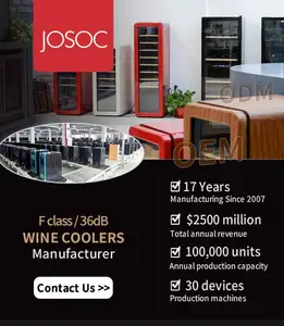 Josoo Display 49 Wadah Anggur Elektronik, Dispenser Coller Kulkas Winecooler 24 Inci 2 Zona Gudang Anggur
