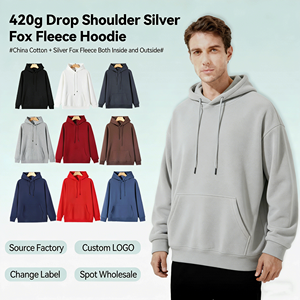 <span class=keywords><strong>Felpa</strong></span> con <span class=keywords><strong>Cappuccio</strong></span> Raglan in <span class=keywords><strong>Pelliccia</strong></span> di Volpe Argentata Pesante 420g per Autunno e Inverno, Giacca con <span class=keywords><strong>Cappuccio</strong></span> Unisex Ispessita e Ampia in Tinta Unita. - Product Image 1