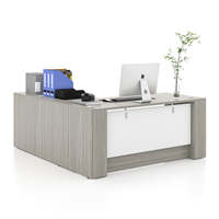 Ensemble de bureau de direction en forme de L avec armoire de rangement à 3 tiroirs pour PDG BOSS Ensemble de bureau de direction de luxe