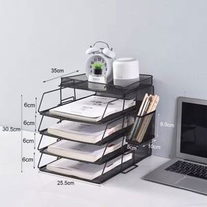 Desk Organizers Paper Letter Tray Organizer 4 Tier Office Supplies Storage Drawer and Pen Holder Desktop <b>File</b> Organizer - Product Image 4