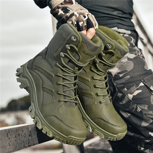 Botas de escalada duraderas de gamuza sintética con cremallera lateral, calzado de exterior para invierno y verano, para trabajo, senderismo, camping, de corte medio - Product Image 5