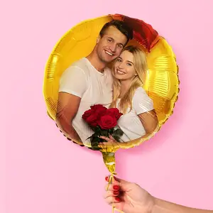 Balões de folha impressos personalizados, padrão de fotos de subolmação redonda personalizado para presentes de aniversário de casamento