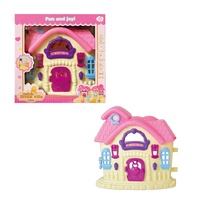 Set Kit Mainan Hewan Pink, Aksesori Rumah Boneka Plastik, Permainan Peran untuk Anak Perempuan Anak-anak Villa