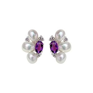 Unique Artistic Original Design S925 Sterling <b>Silver</b> <b>Stud</b> <b>Earrings</b> With Luster Freshwater Keshi Baroque Pearls Inlaid Shiny - Product Image 2