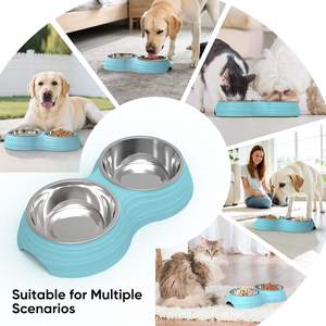 Juego de Platos para Perro de Acero Inoxidable, Plato Doble para Comida y Agua, Antideslizante, para Perros Medianos - Product Image 5