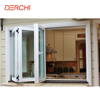 Fenêtre pliante verticale en aluminium, fenêtre à double battant, fenêtres en verre pliantes