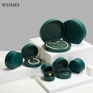 WEIMEI élégant vert foncé forme ronde boîte à bijoux logo personnalisé boîte à bague collier bracelet bijoux boîte d'emballage - Product Image 1